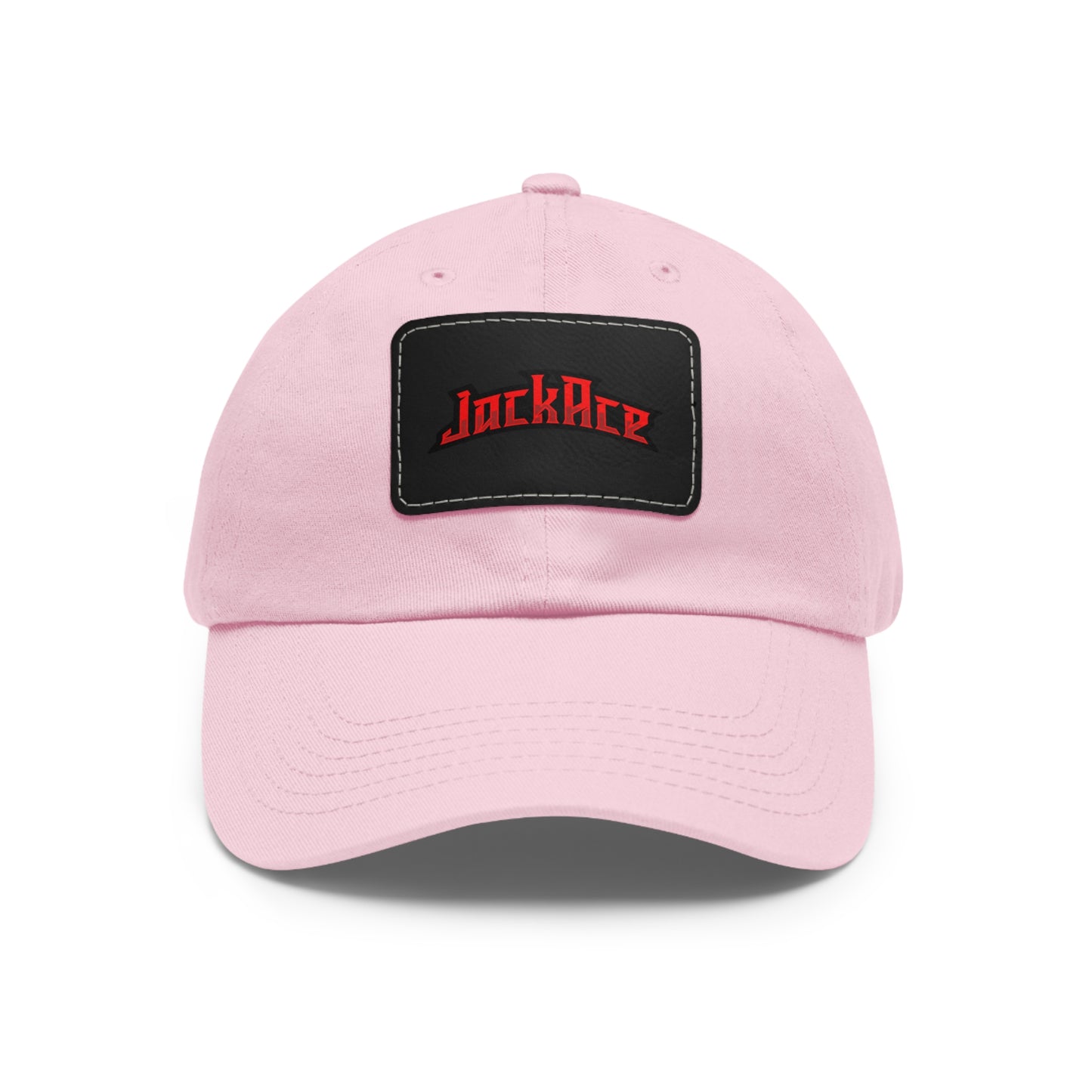 JackAce (text) - Dad Hat with Leather Patch (Rectangle)