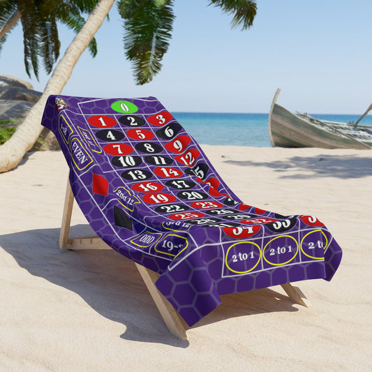 Roulette Layout (Single Zero, Purple) - Beach Towel