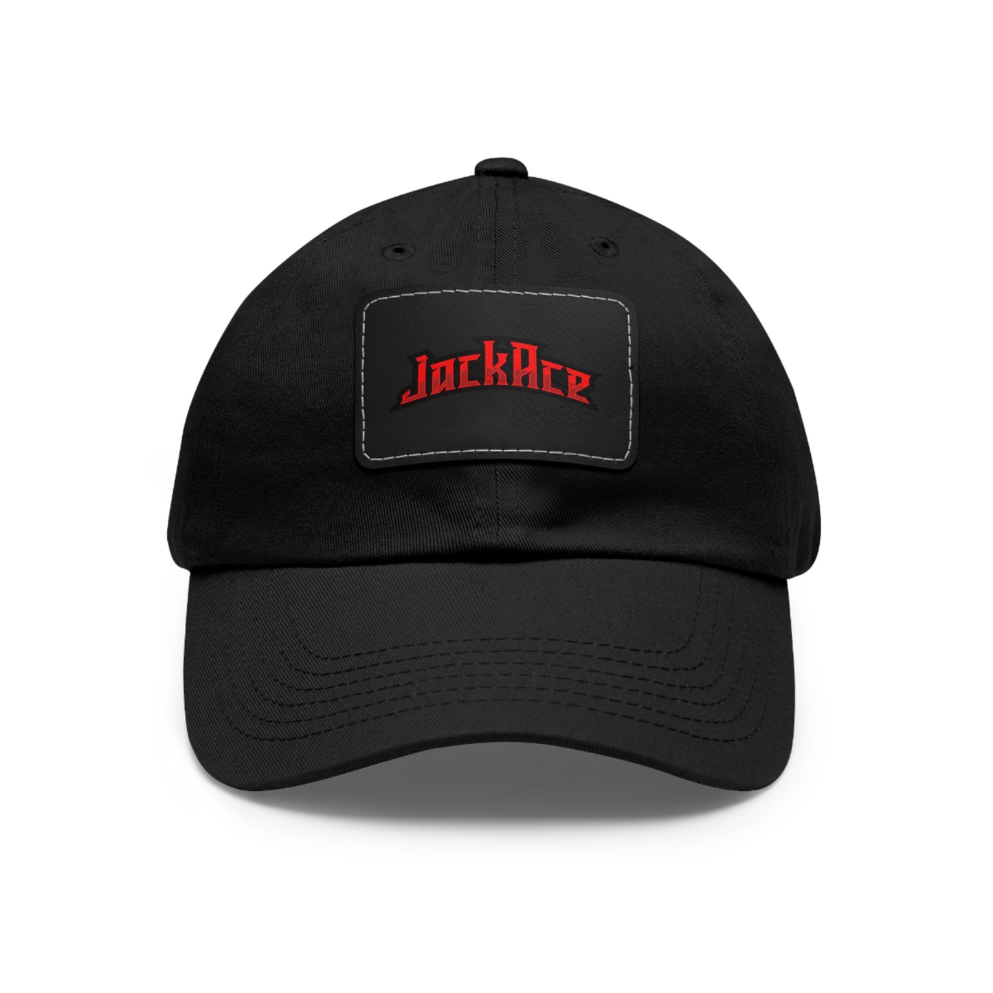 JackAce (text) - Dad Hat with Leather Patch (Rectangle)