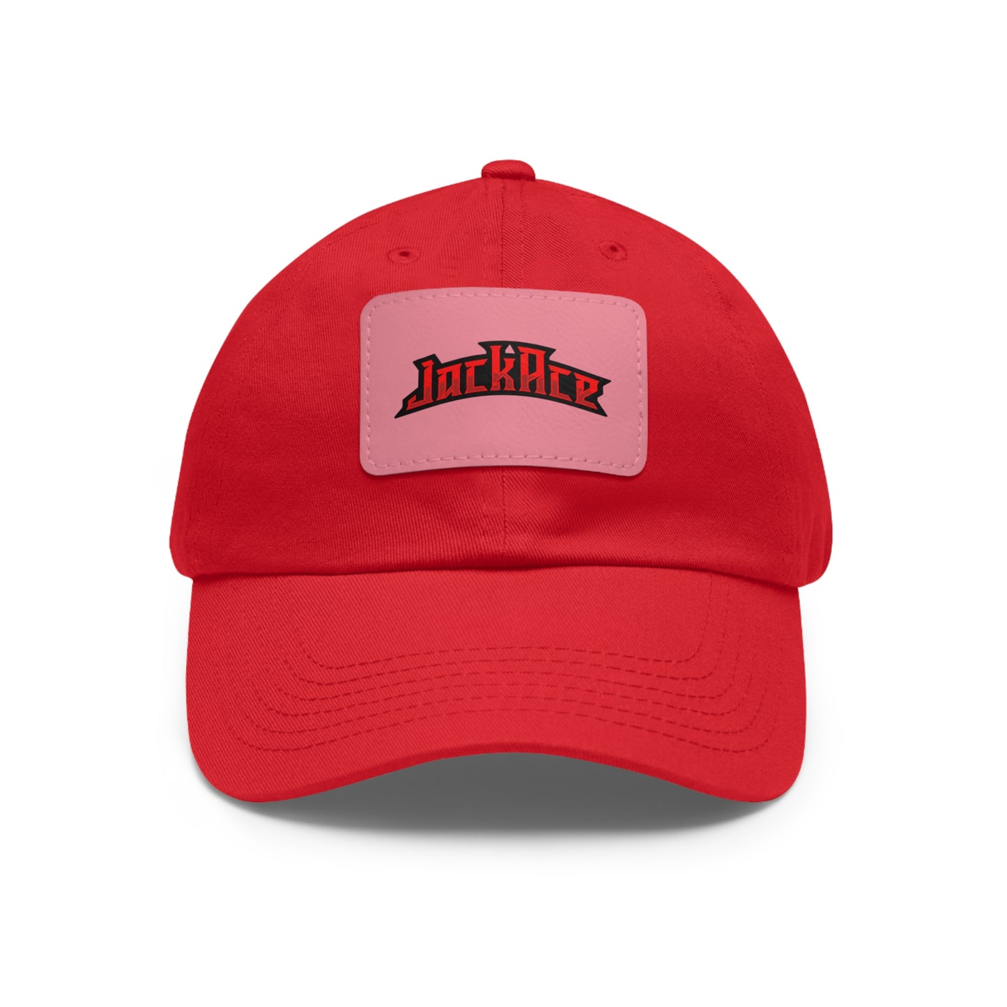 JackAce (text) - Dad Hat with Leather Patch (Rectangle)