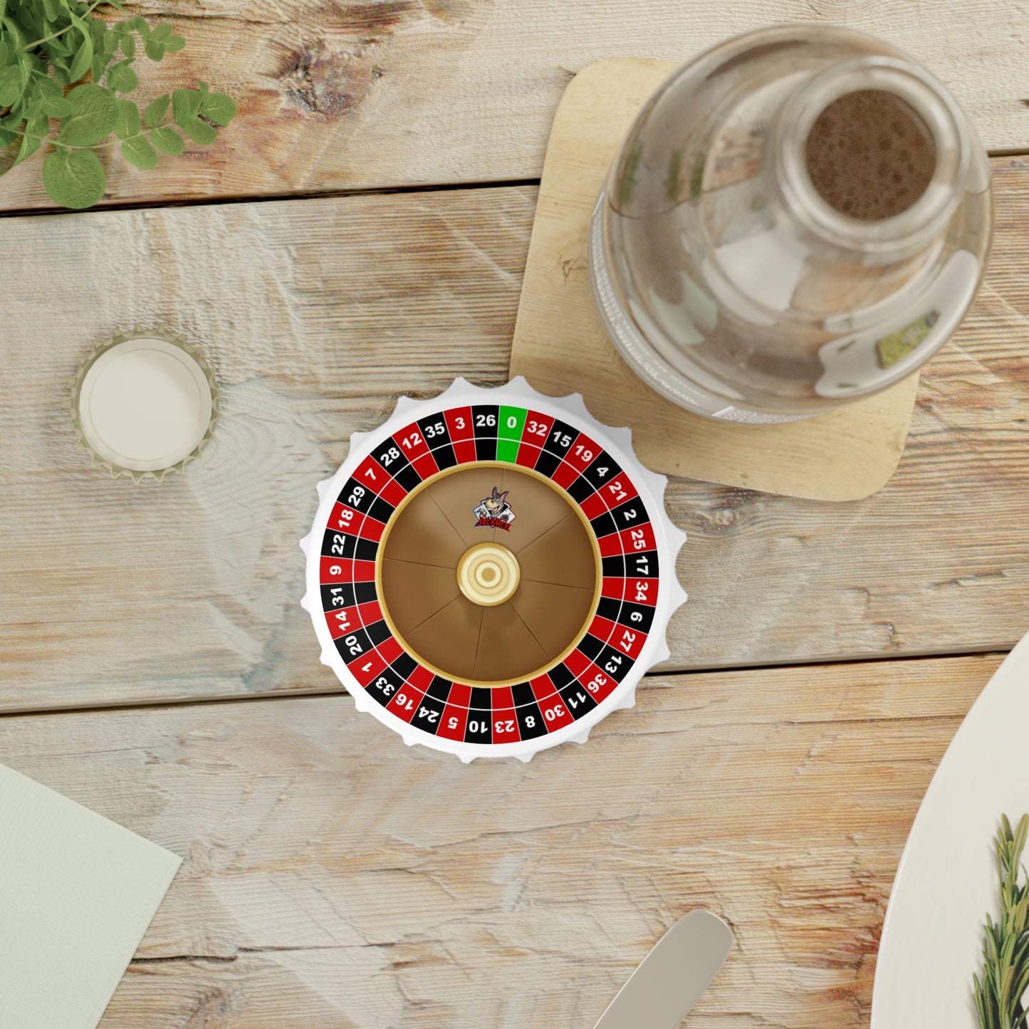 Single Zero Roulette Wheel Bottle Opener