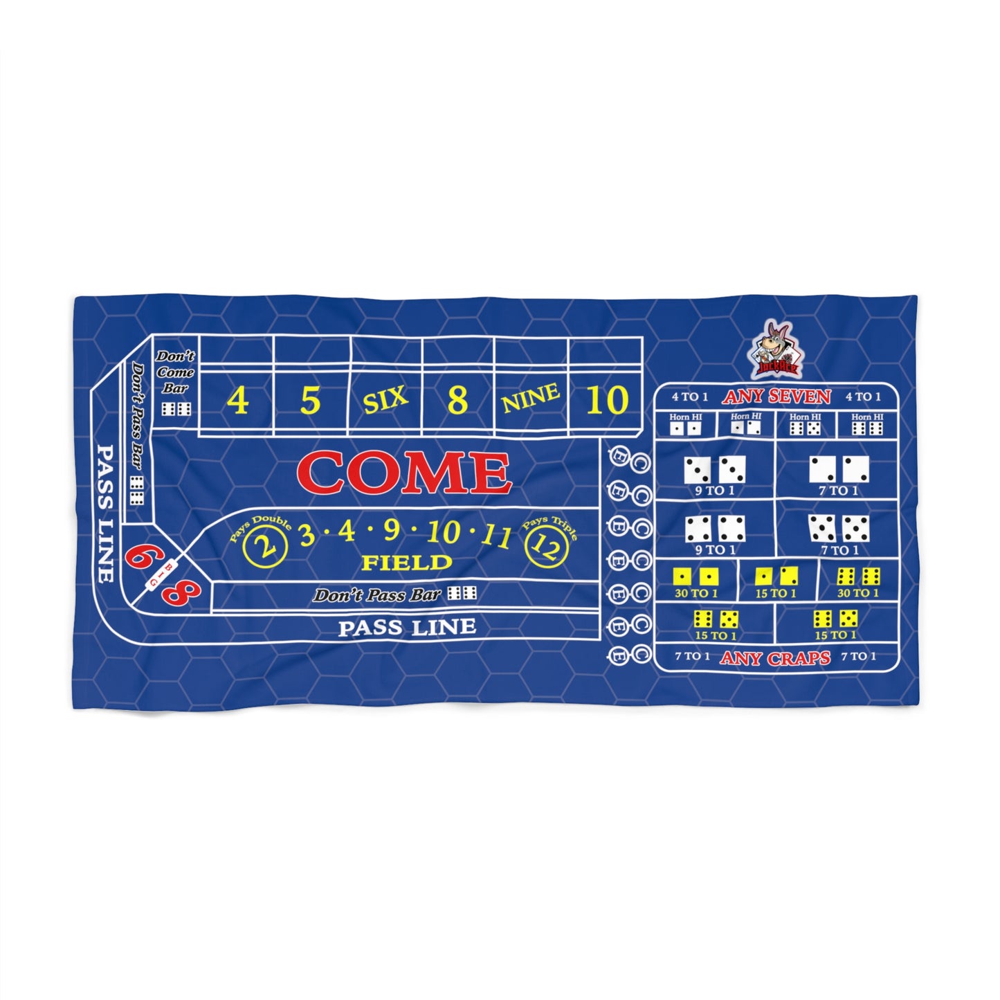 Craps Layout (Blue) - Beach Towel