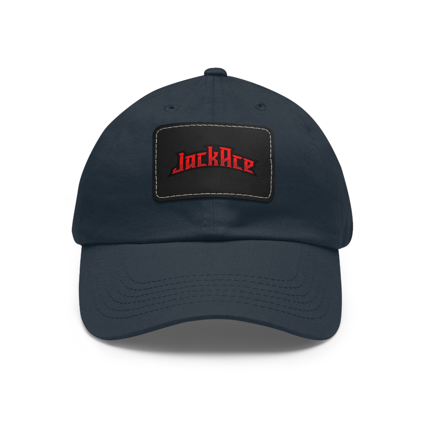 JackAce (text) - Dad Hat with Leather Patch (Rectangle)