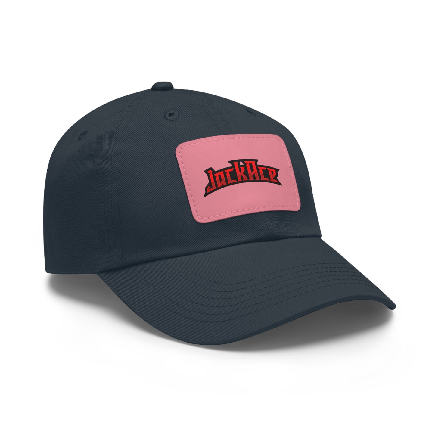 JackAce (text) - Dad Hat with Leather Patch (Rectangle)