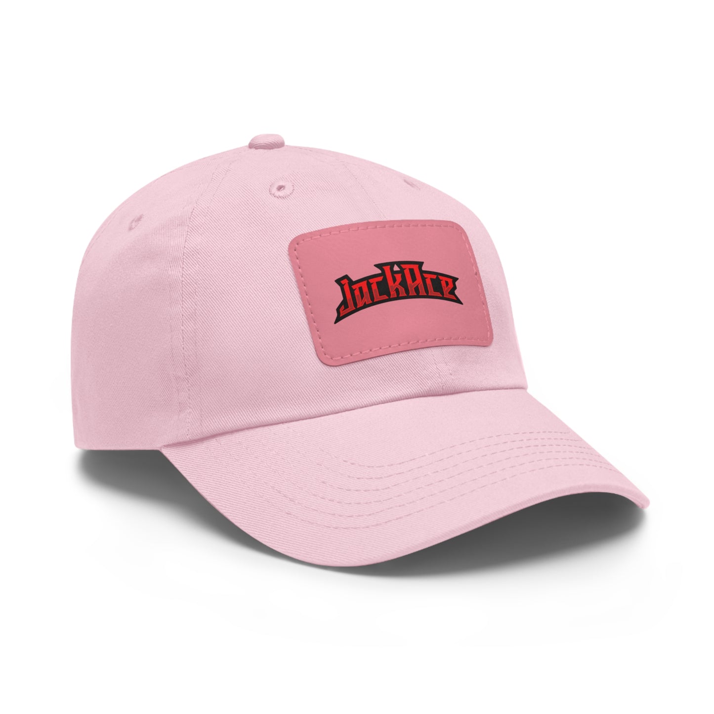 JackAce (text) - Dad Hat with Leather Patch (Rectangle)