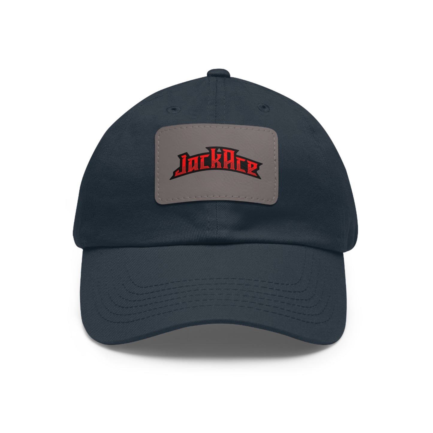 JackAce (text) - Dad Hat with Leather Patch (Rectangle)