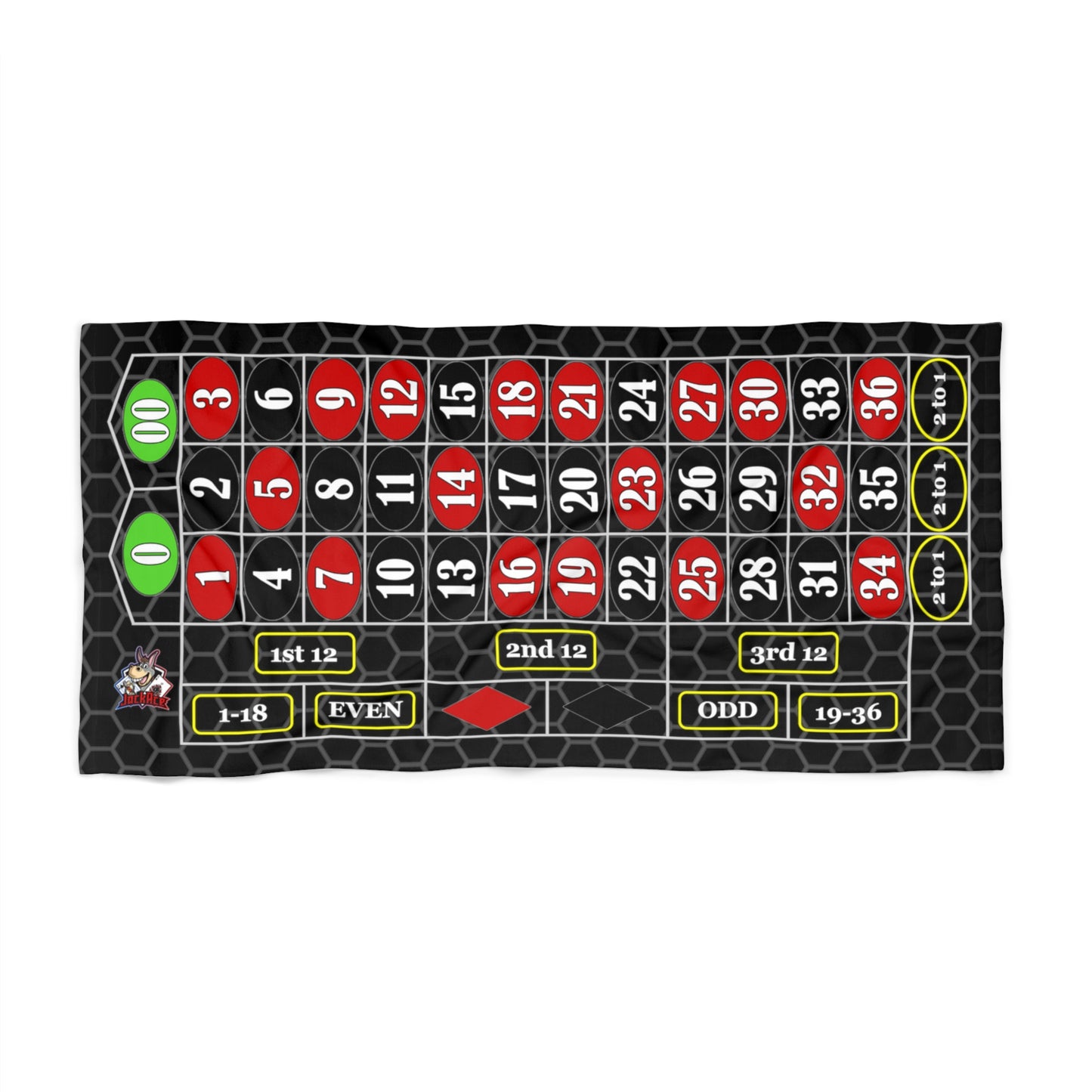 Roulette Layout (Double Zero, Black) - Beach Towel