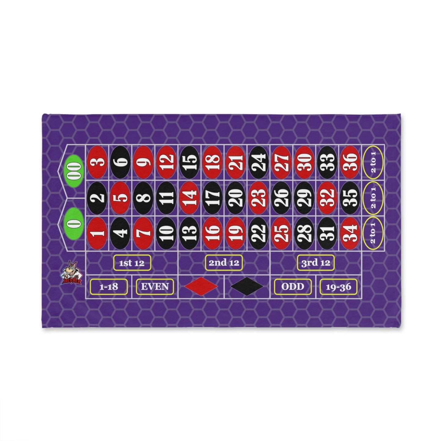 Roulette Layout (Double Zero, Purple) - Hand Towel