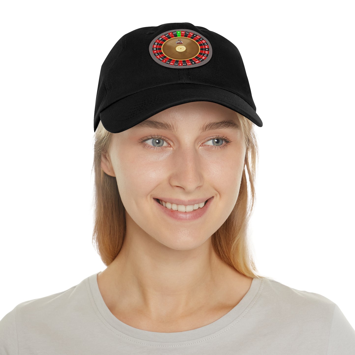 Roulette Wheel (Single Zero) - Dad Hat with Leather Patch (Round)