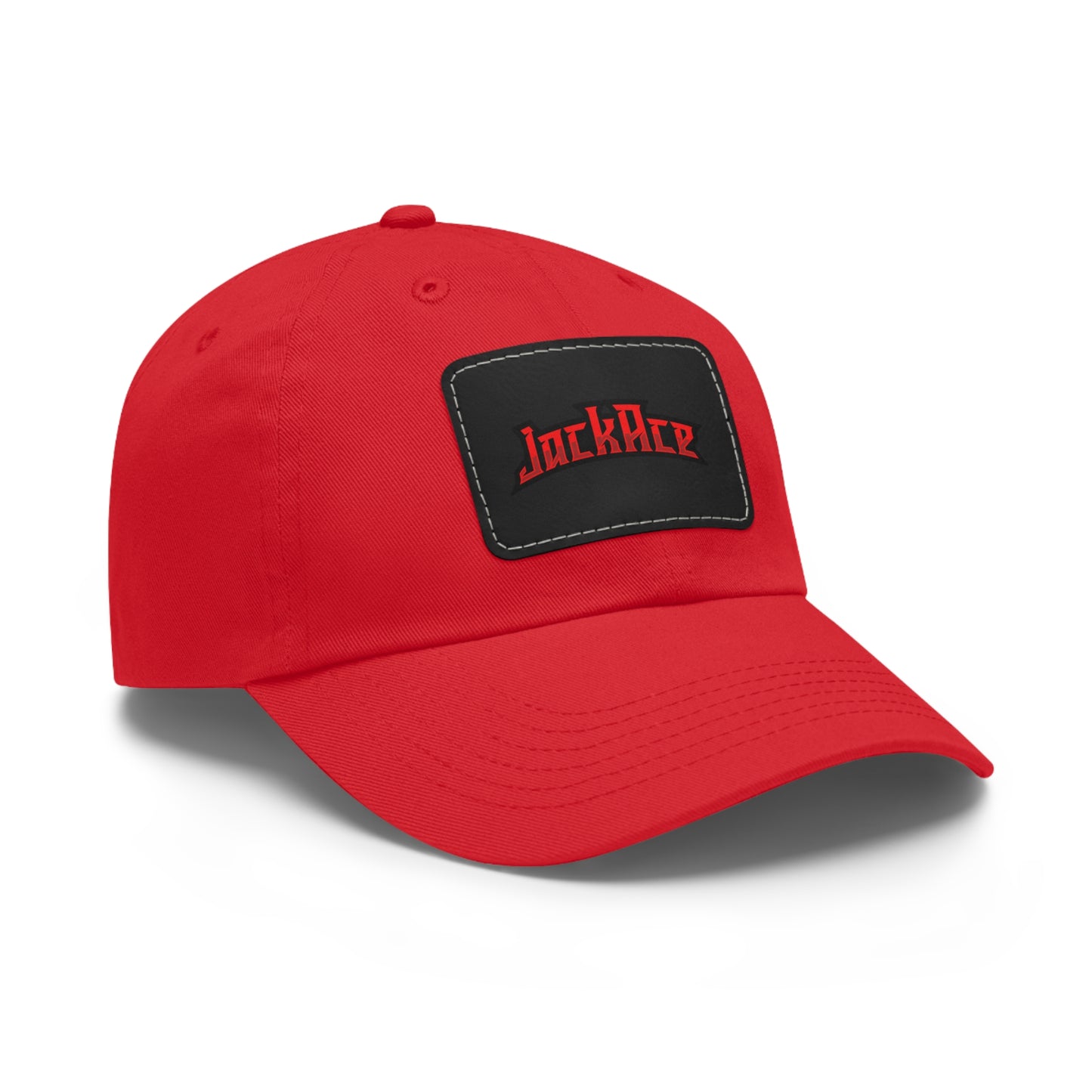 JackAce (text) - Dad Hat with Leather Patch (Rectangle)