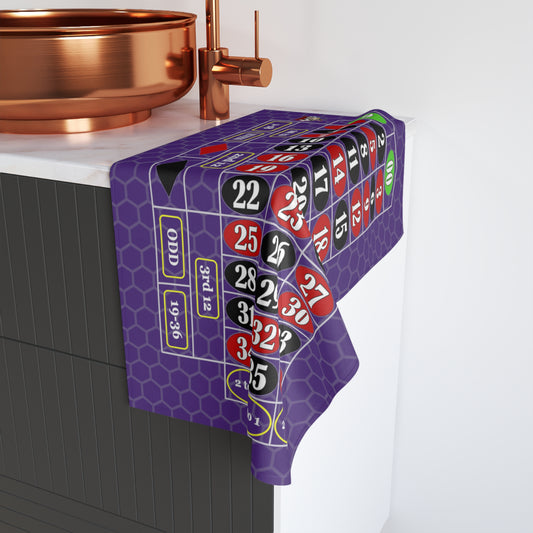 Roulette Layout (Double Zero, Purple) - Hand Towel