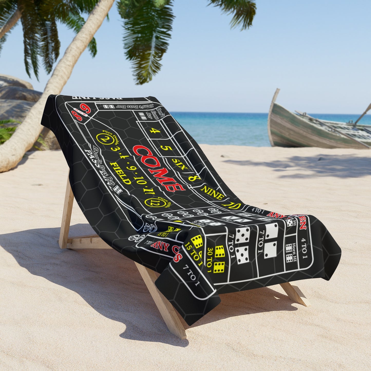 Craps Layout (Black) - Beach Towel