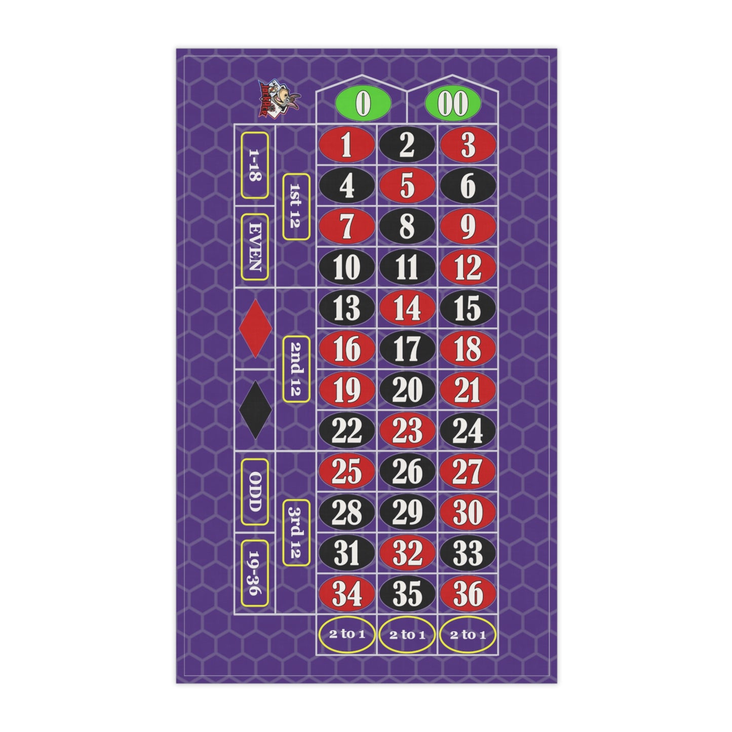 Roulette Layout (Double Zero, Purple) - Kitchen Towel