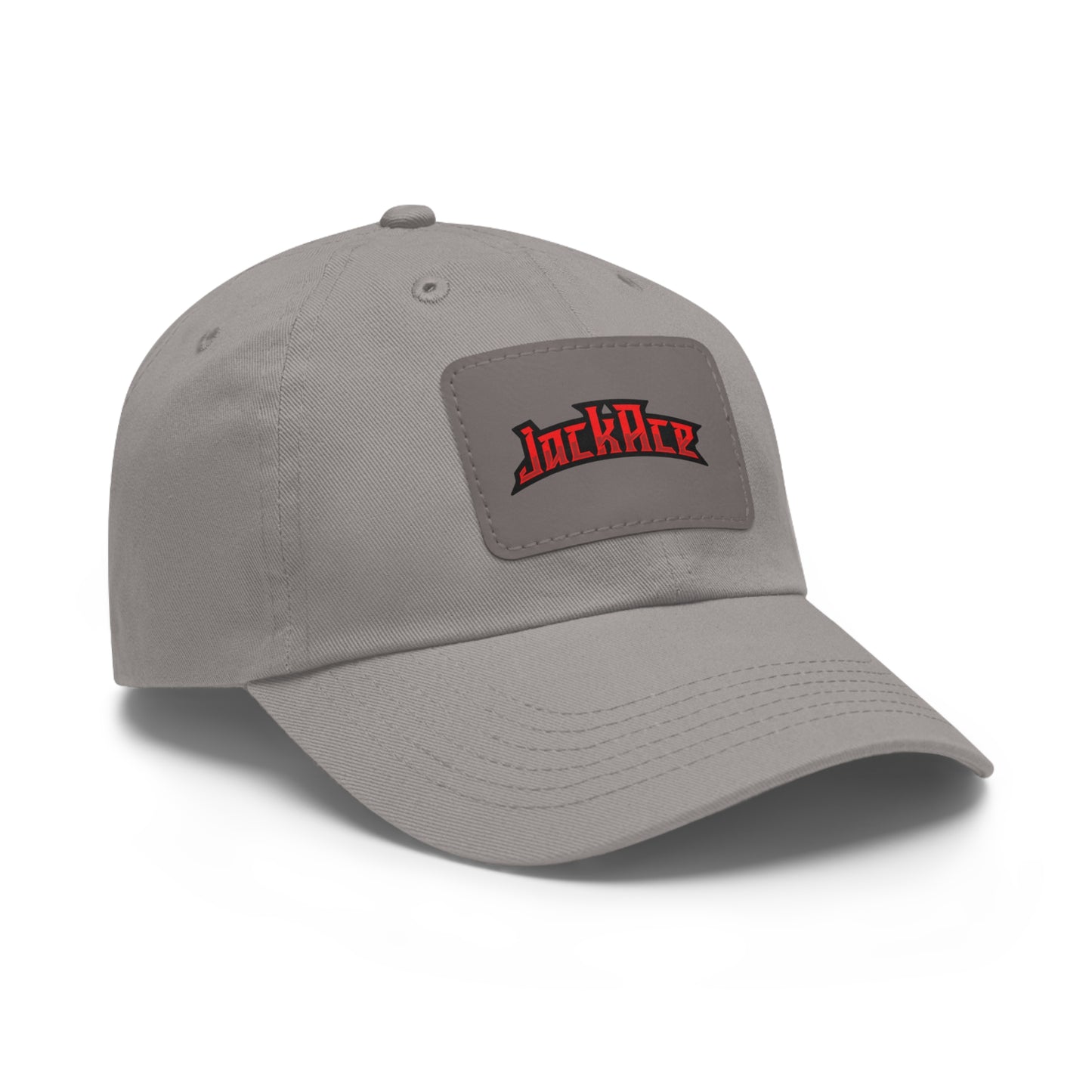 JackAce (text) - Dad Hat with Leather Patch (Rectangle)