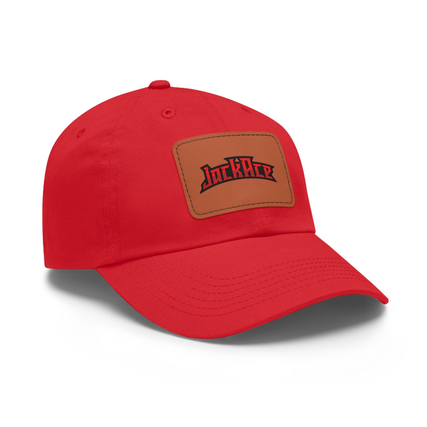 JackAce (text) - Dad Hat with Leather Patch (Rectangle)