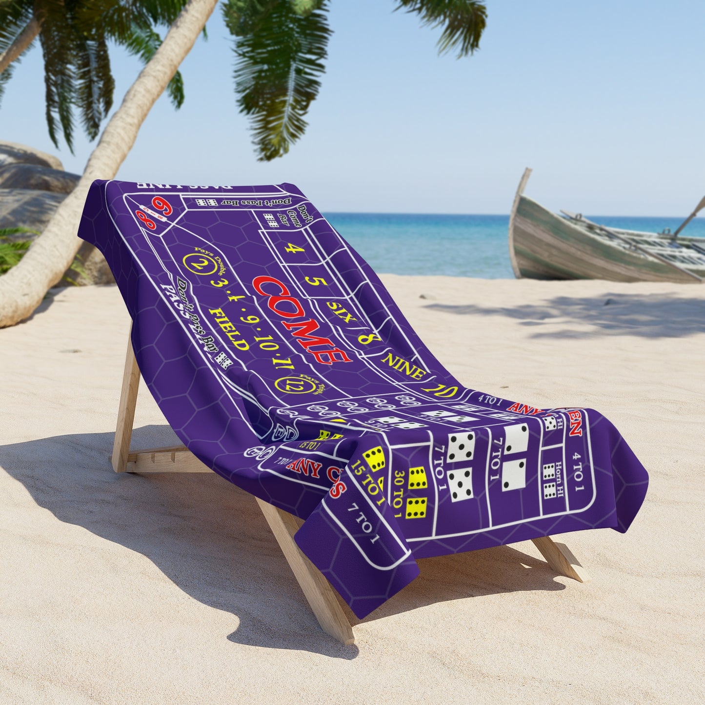 Craps Layout (Purple) - Beach Towel