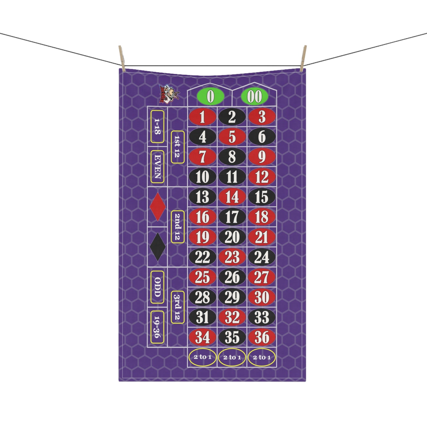 Roulette Layout (Double Zero, Purple) - Kitchen Towel