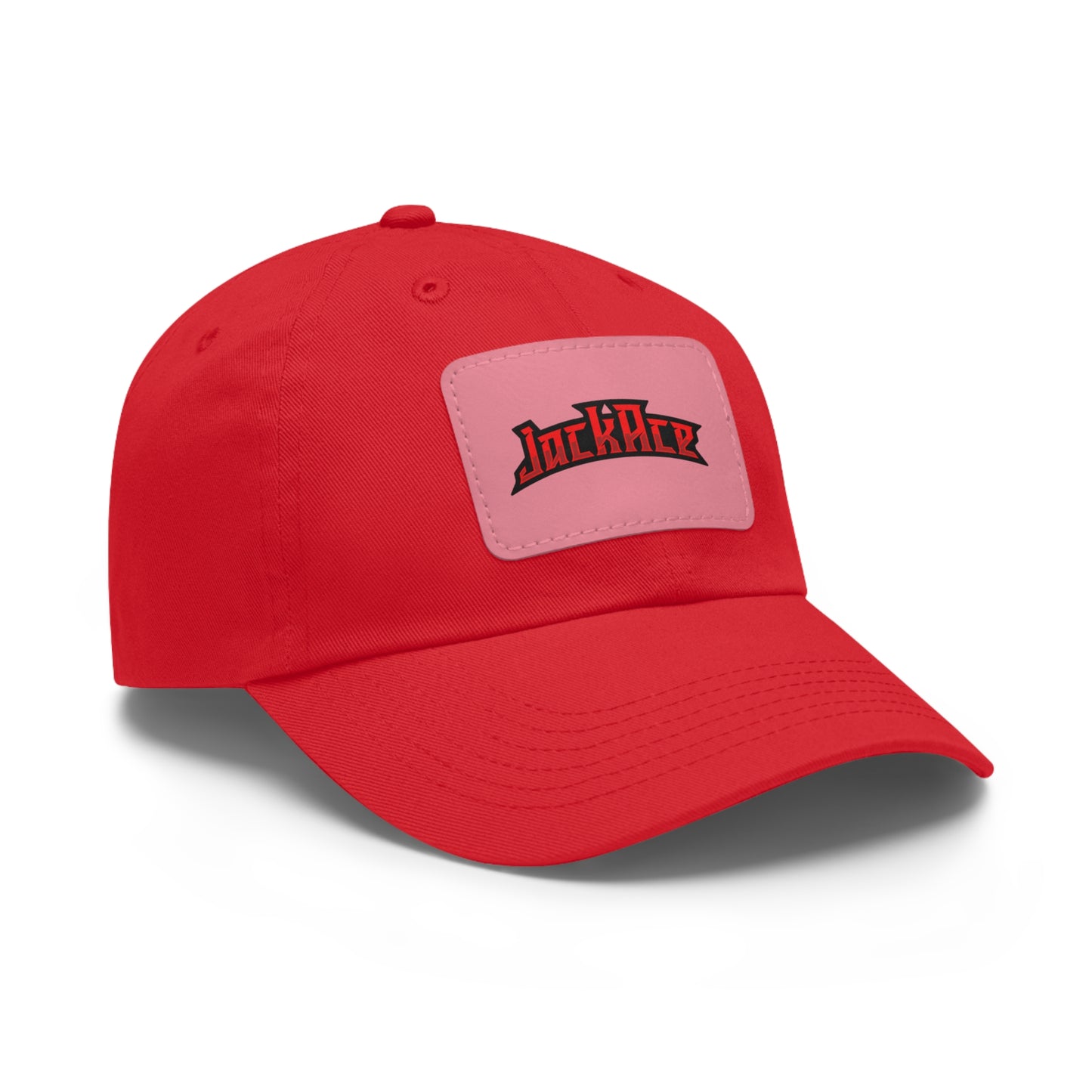 JackAce (text) - Dad Hat with Leather Patch (Rectangle)