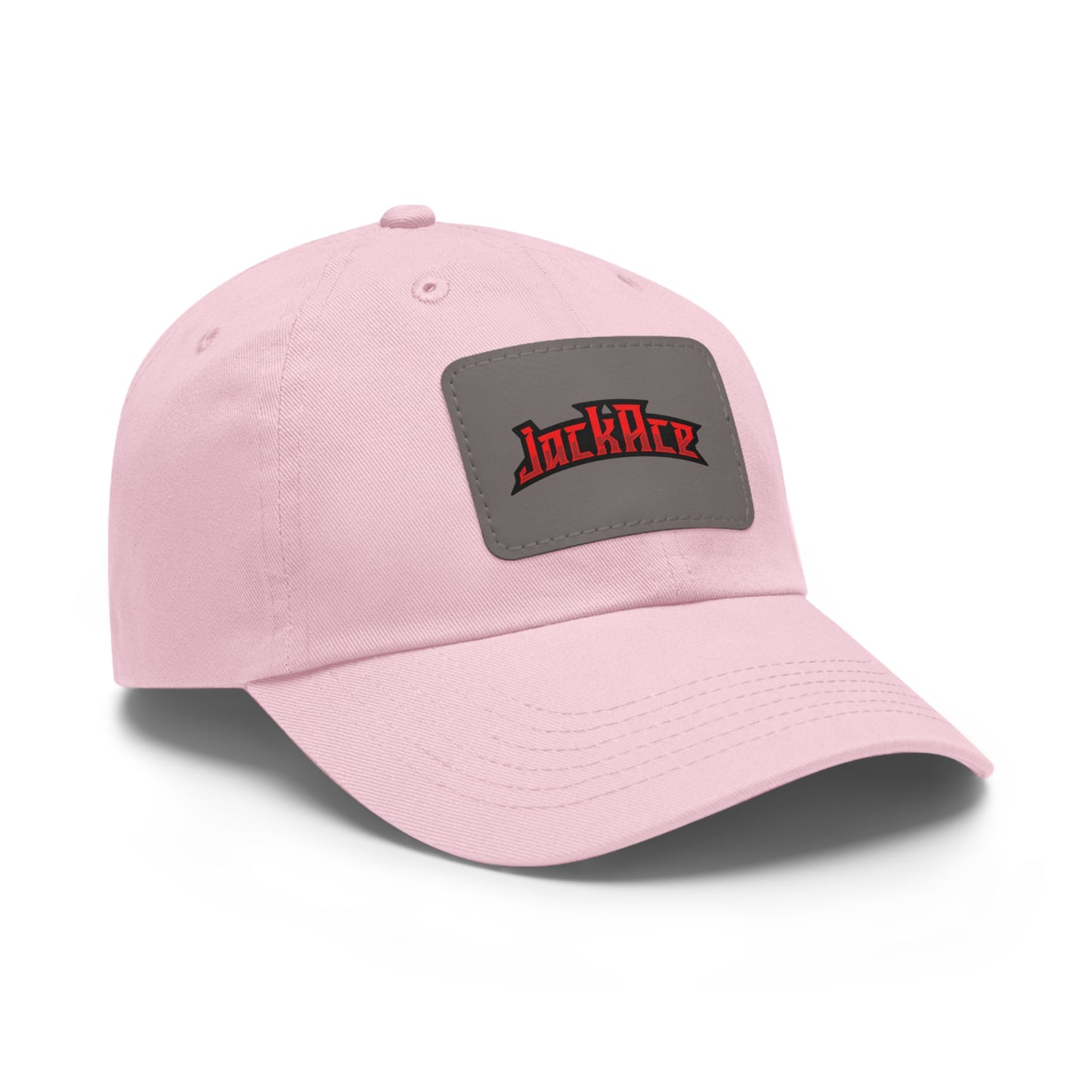 JackAce (text) - Dad Hat with Leather Patch (Rectangle)