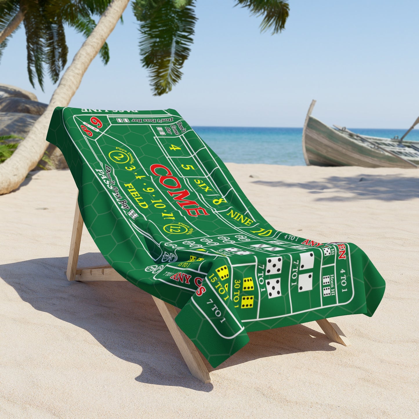 Craps Layout (Green) - Beach Towel