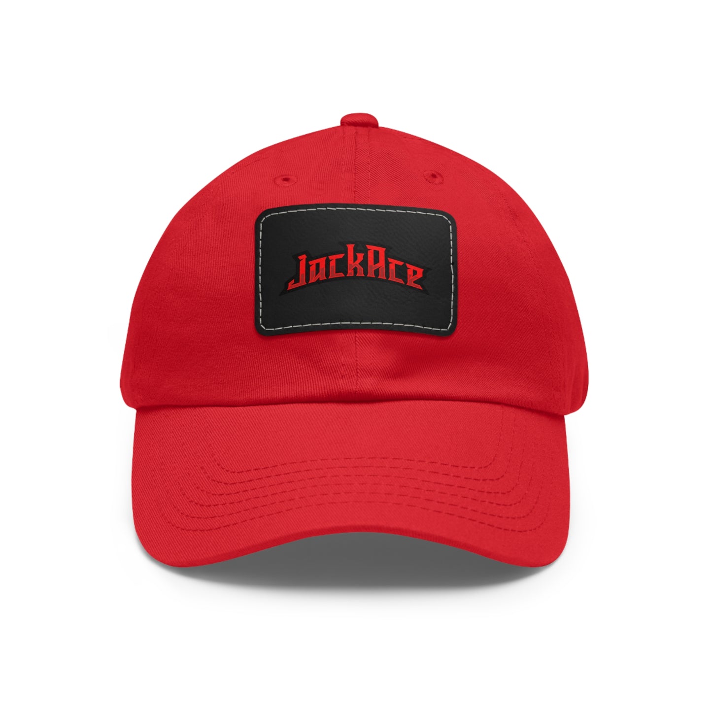 JackAce (text) - Dad Hat with Leather Patch (Rectangle)