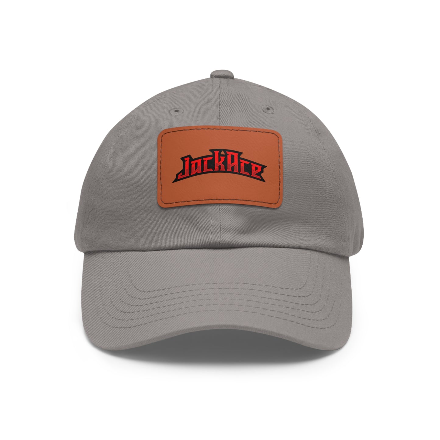 JackAce (text) - Dad Hat with Leather Patch (Rectangle)