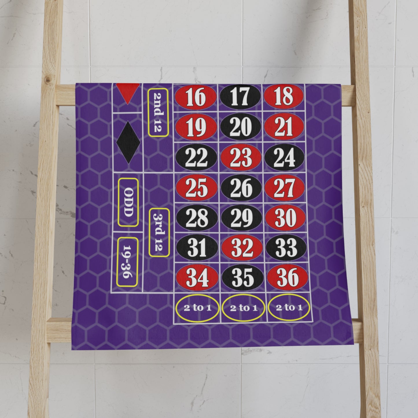 Roulette Layout (Double Zero, Purple) - Hand Towel