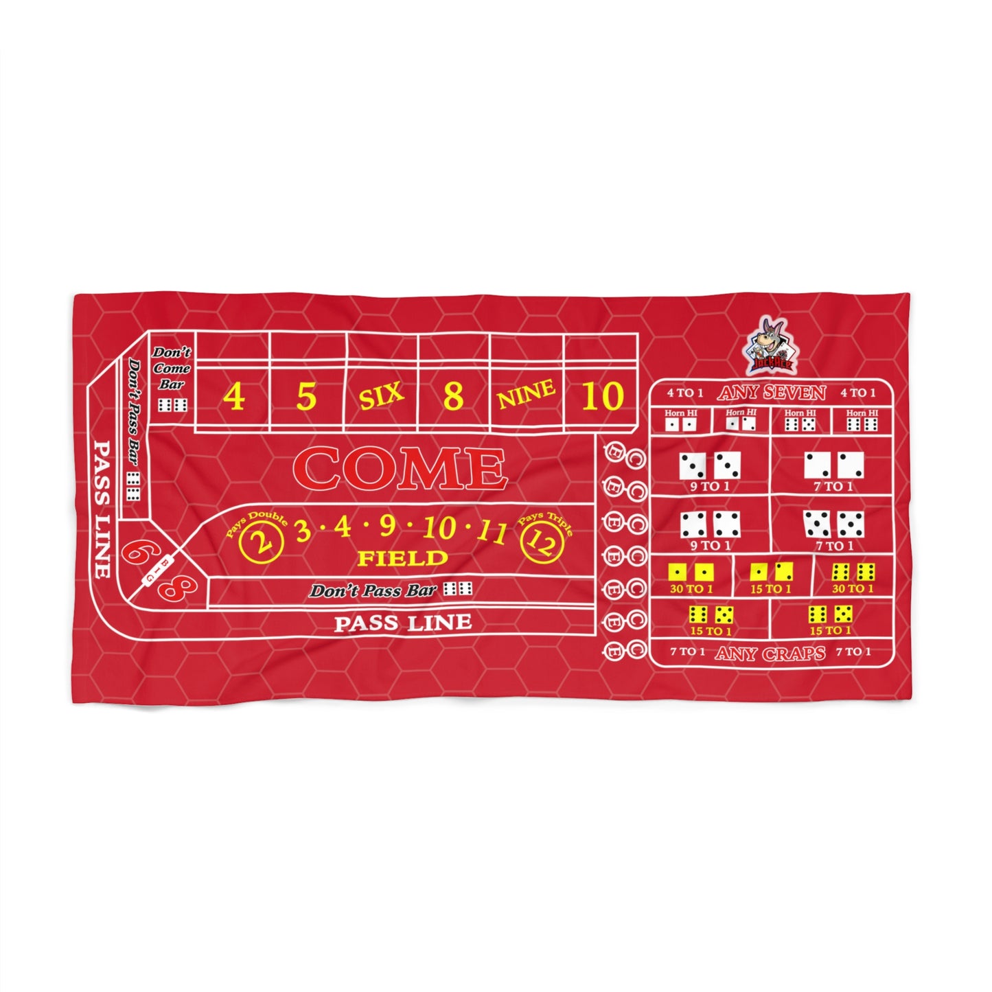 Craps Layout (Red) - Beach Towel