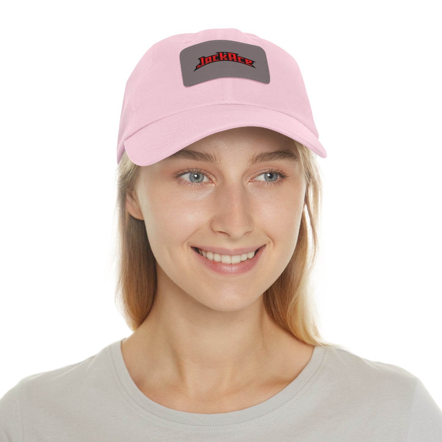 JackAce (text) - Dad Hat with Leather Patch (Rectangle)