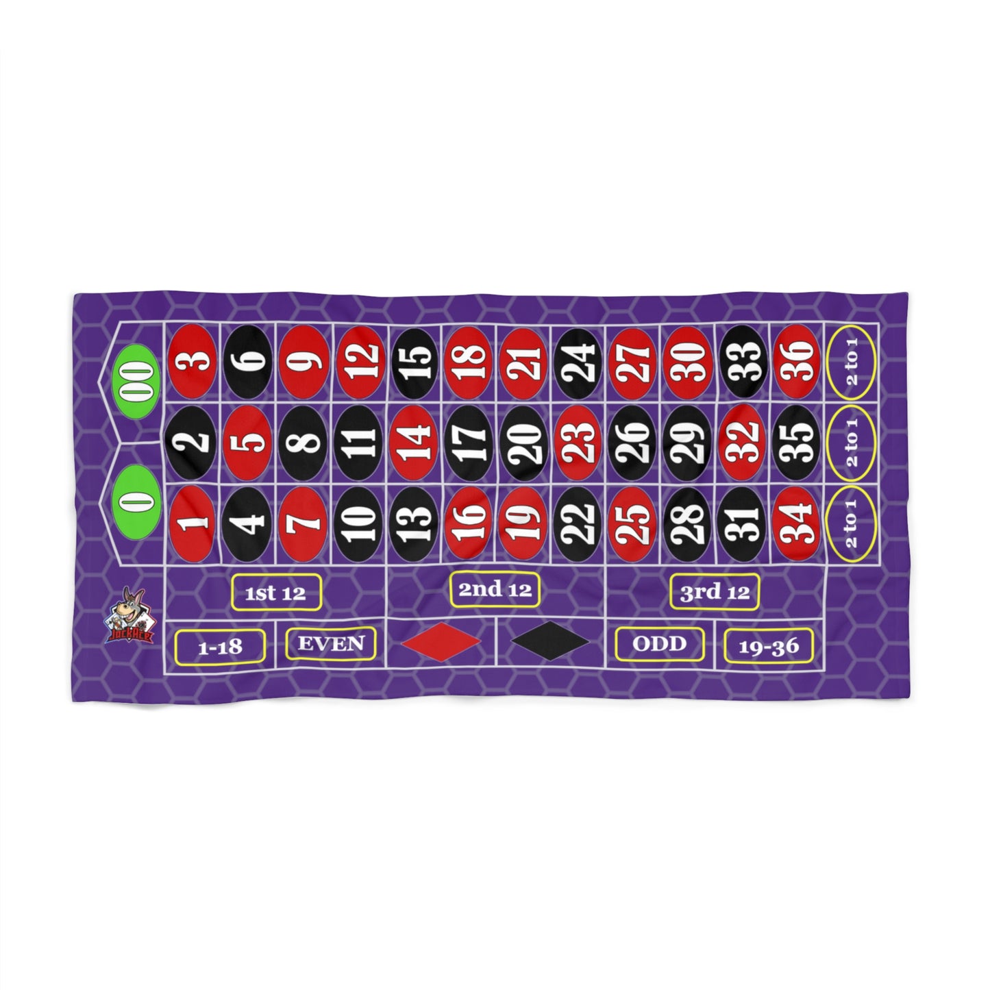 Roulette Layout (Double Zero, Purple) - Beach Towel