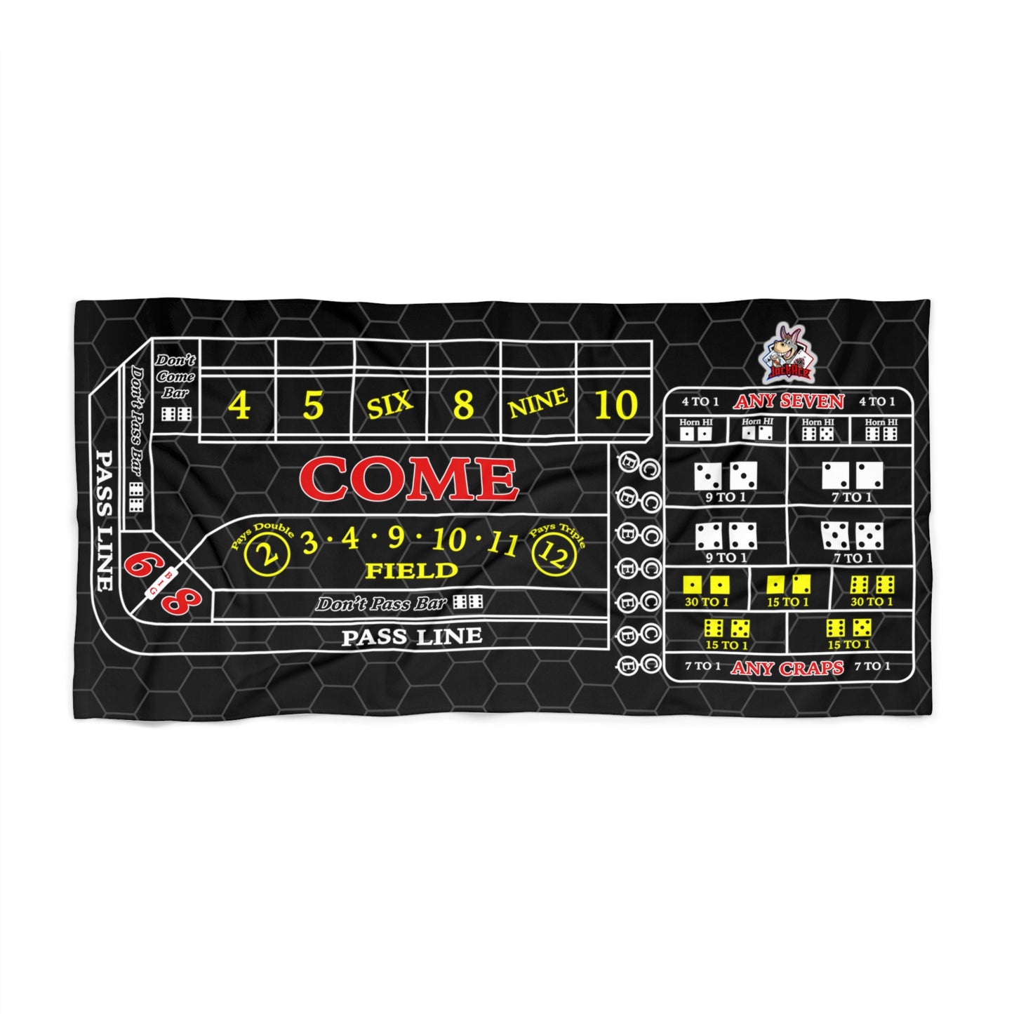 Craps Layout (Black) - Beach Towel