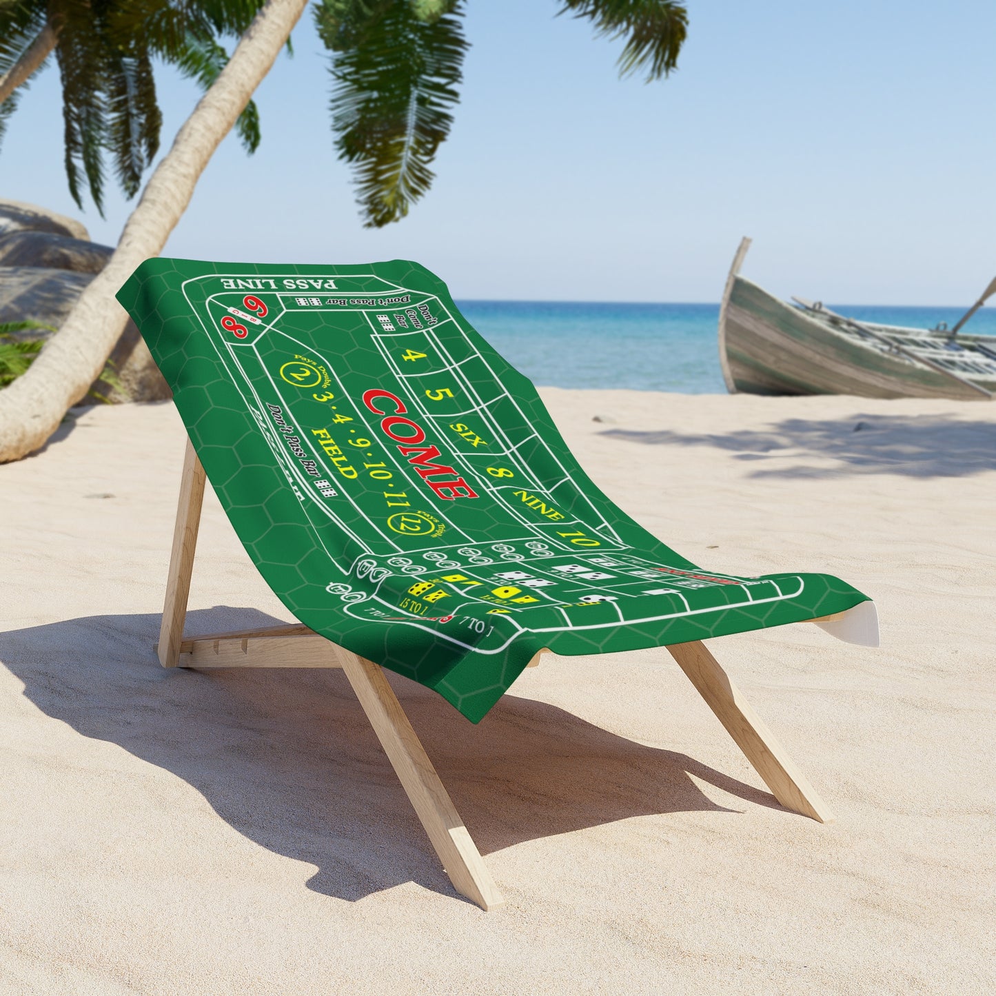 Craps Layout (Green) - Beach Towel