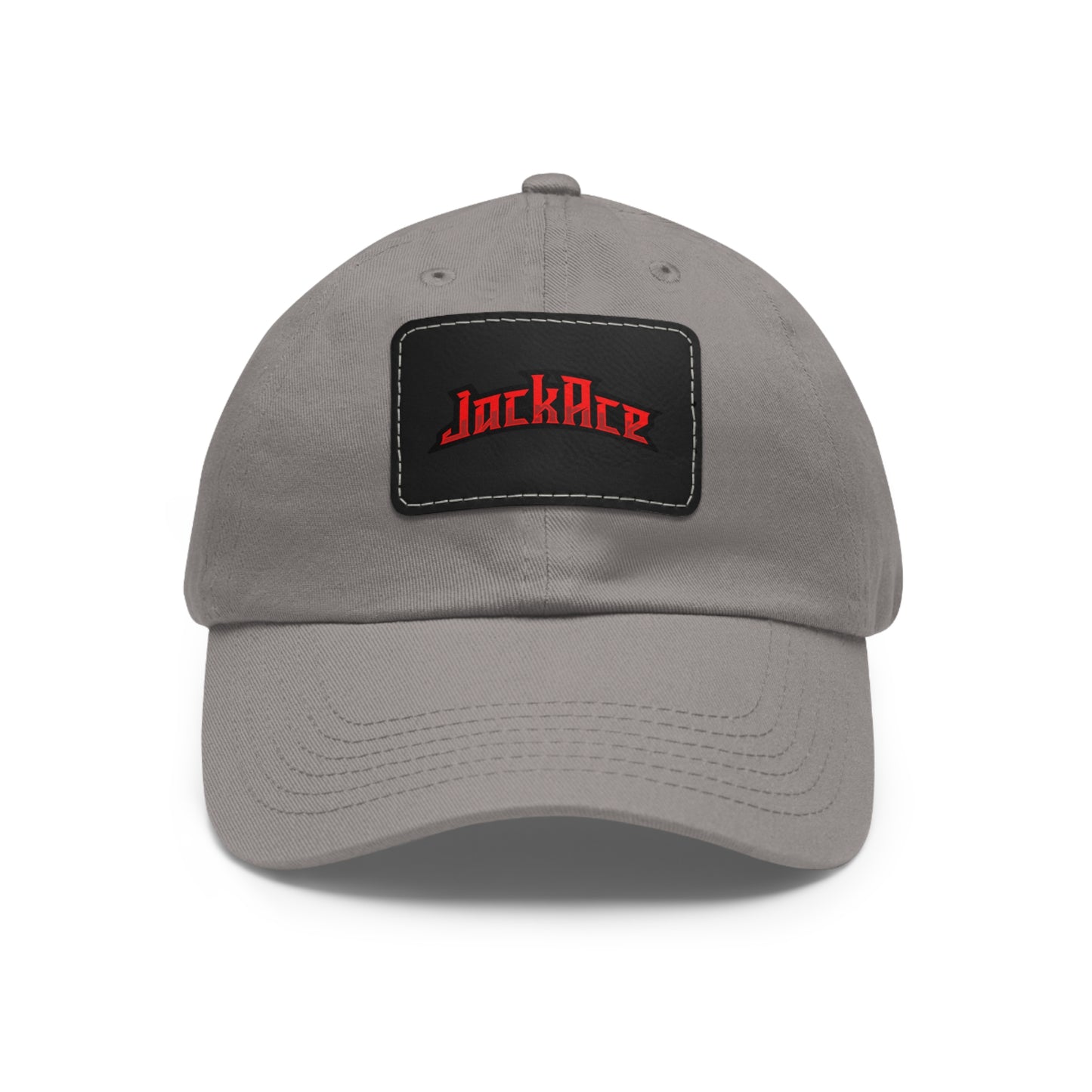 JackAce (text) - Dad Hat with Leather Patch (Rectangle)