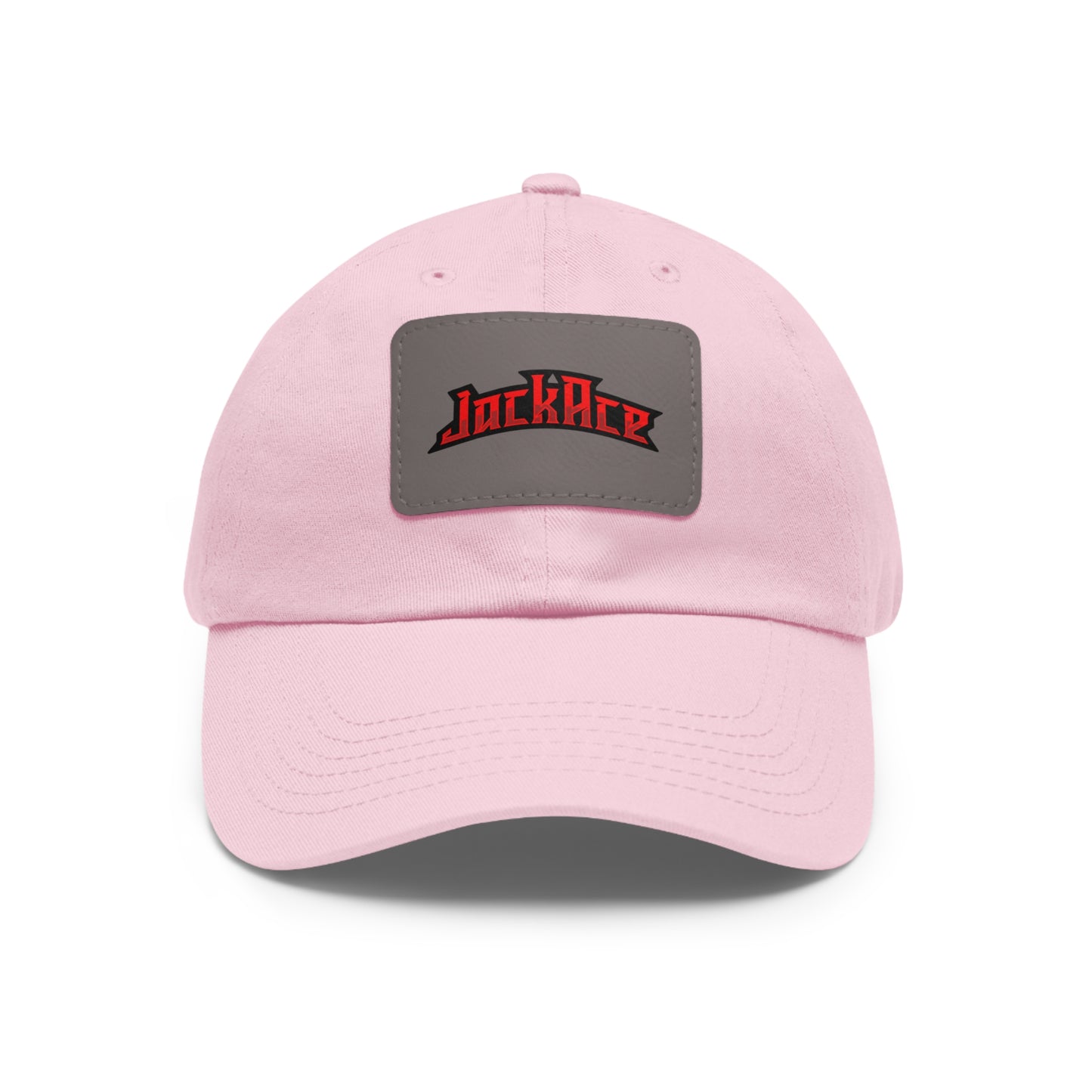 JackAce (text) - Dad Hat with Leather Patch (Rectangle)