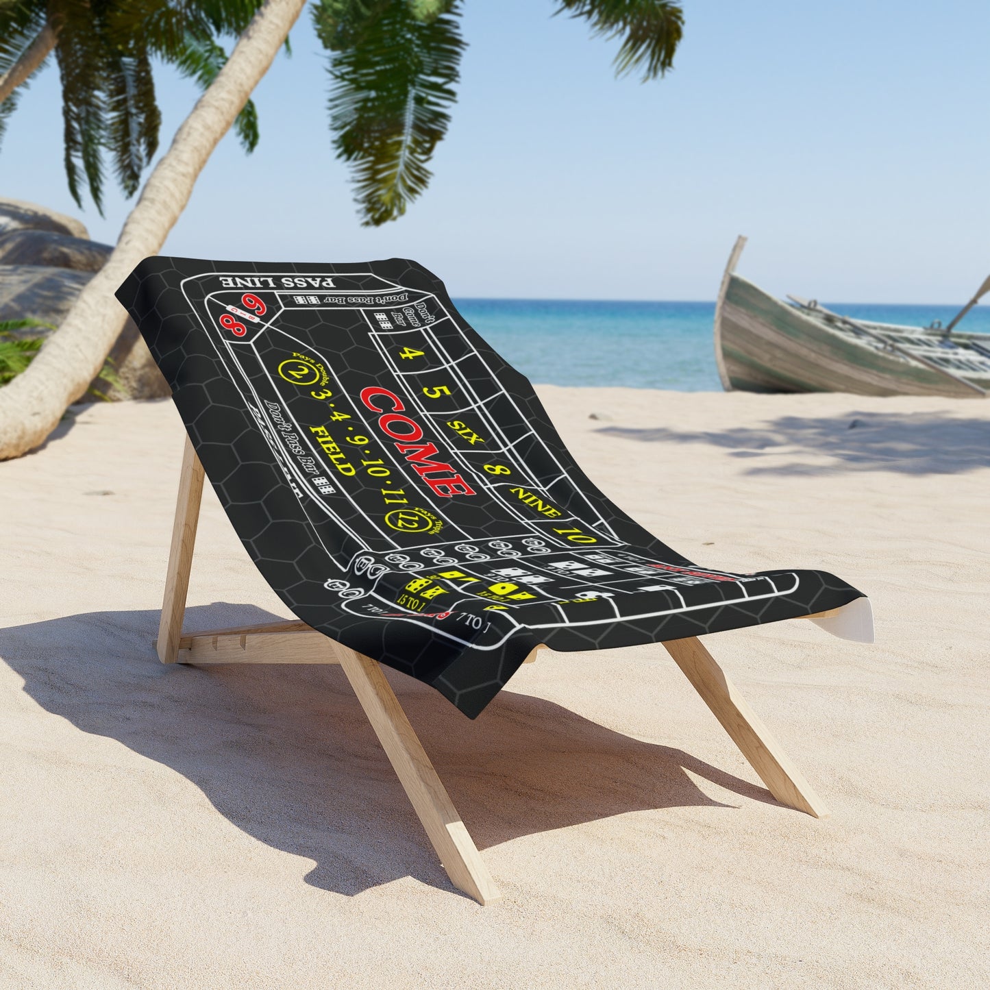 Craps Layout (Black) - Beach Towel