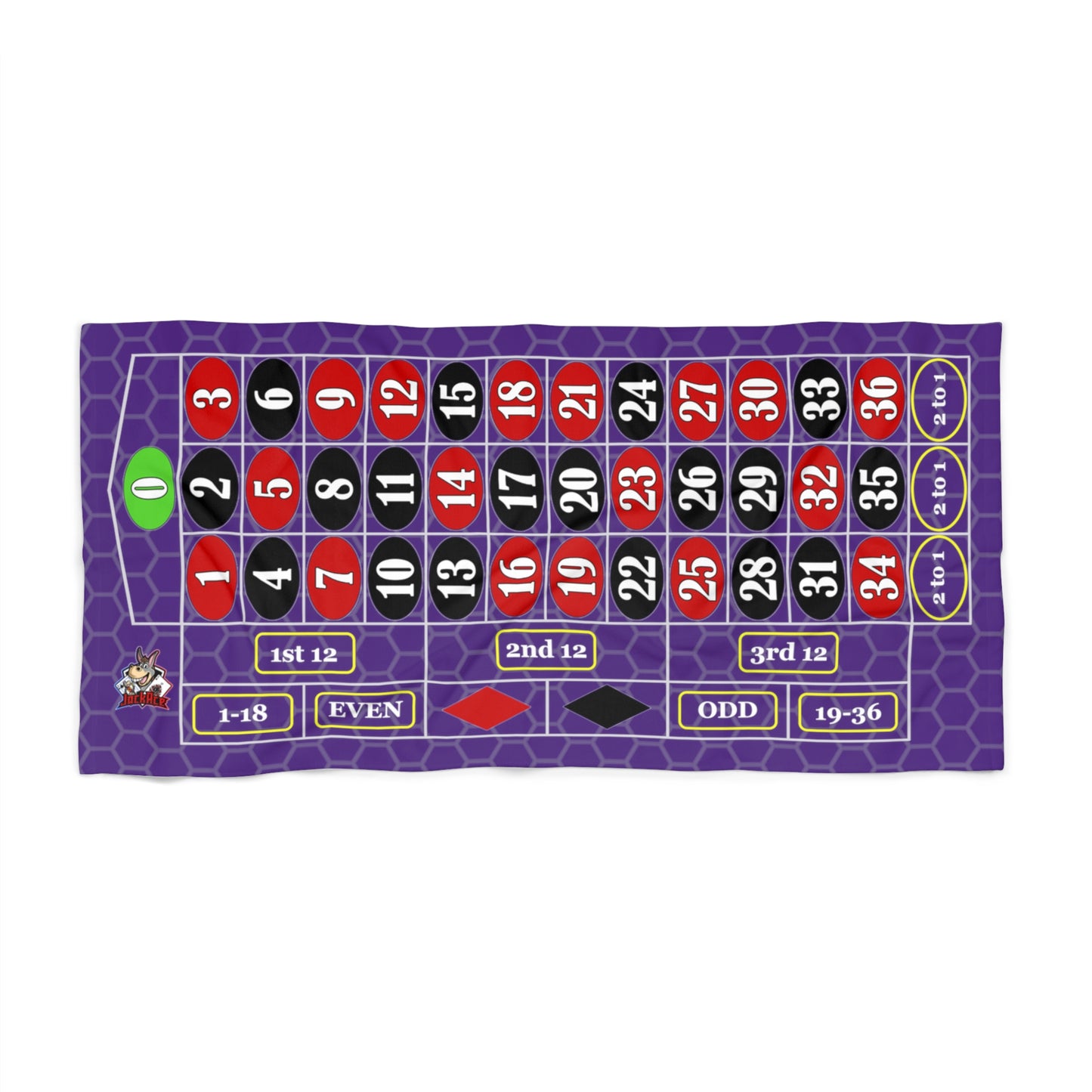 Roulette Layout (Single Zero, Purple) - Beach Towel