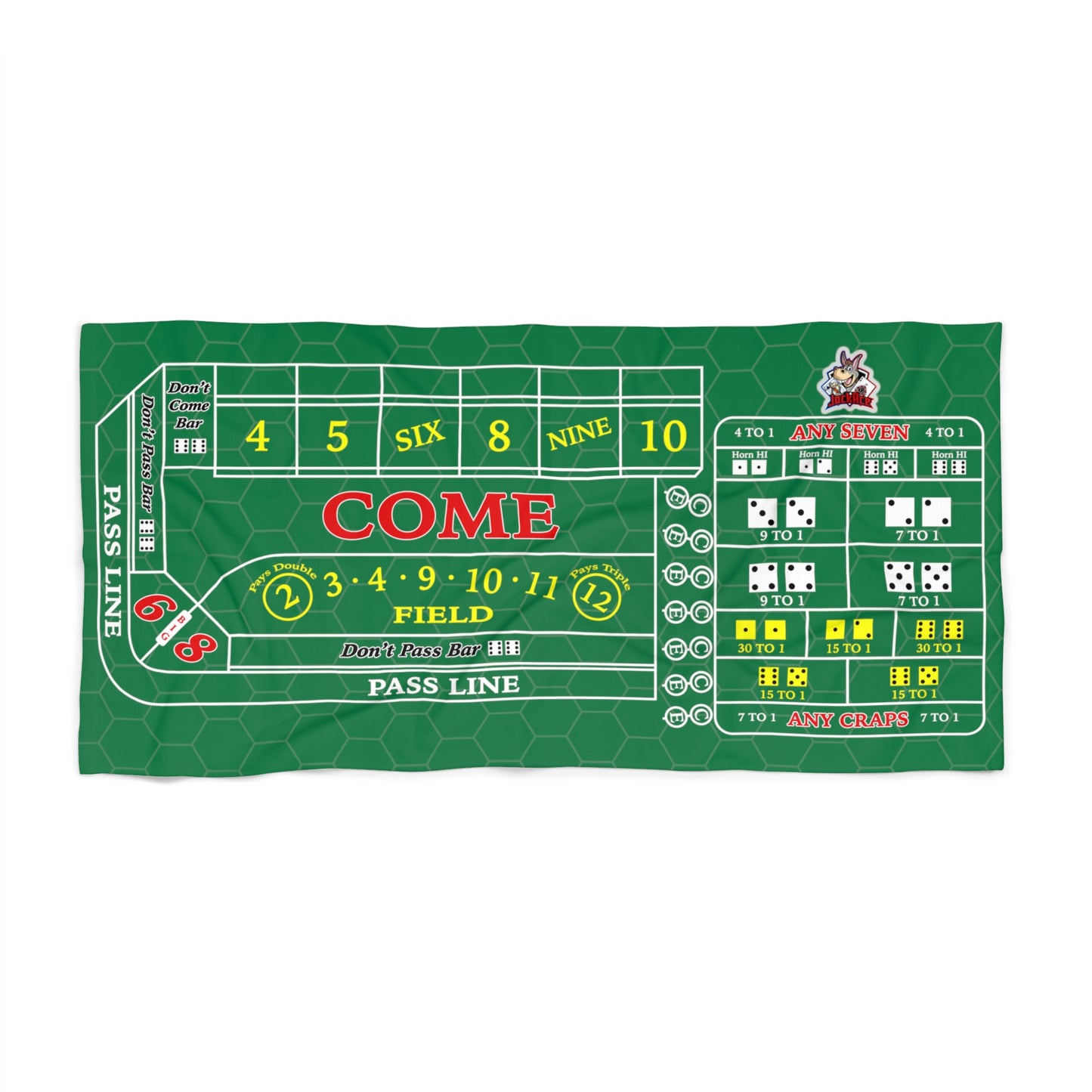 Craps Layout (Green) - Beach Towel