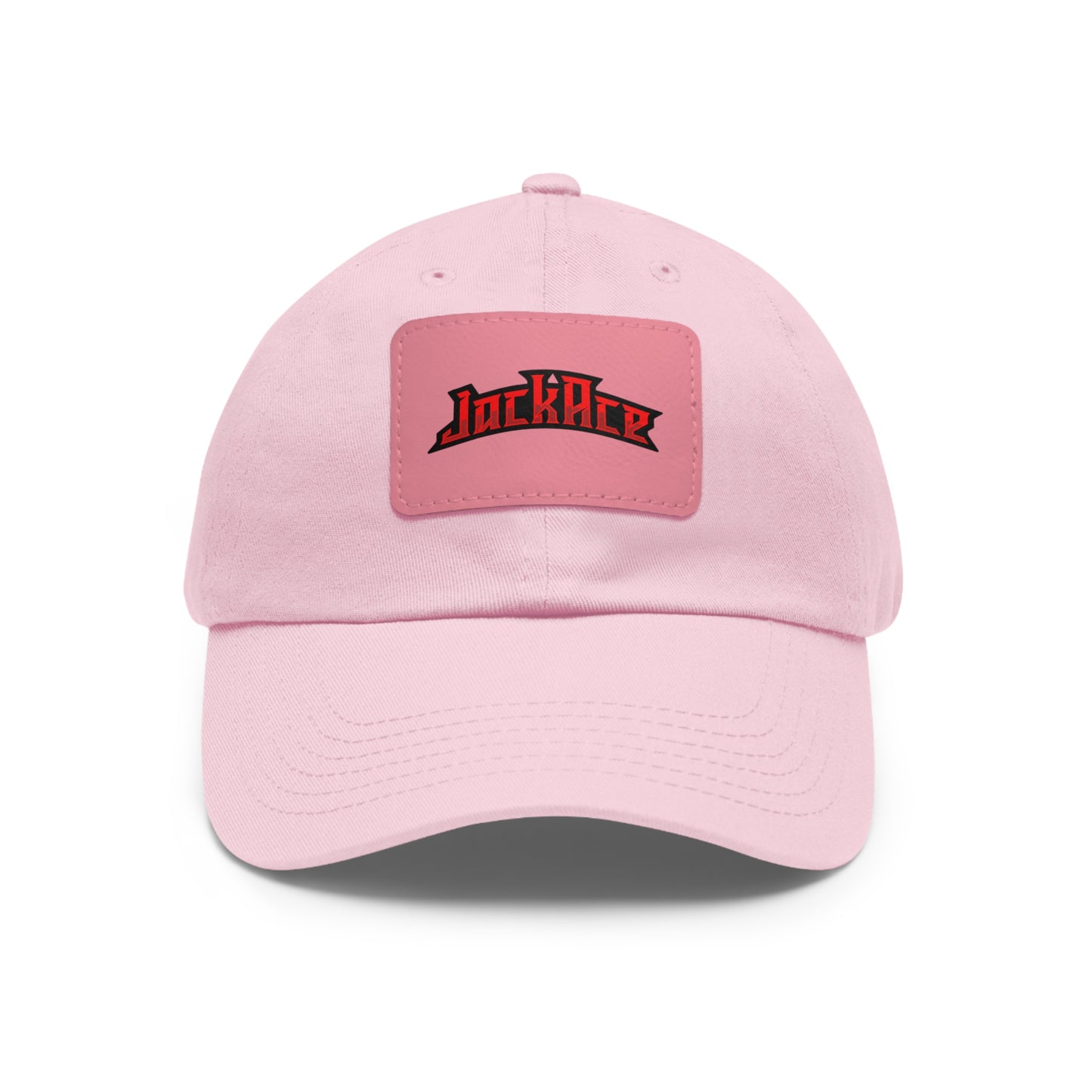 JackAce (text) - Dad Hat with Leather Patch (Rectangle)