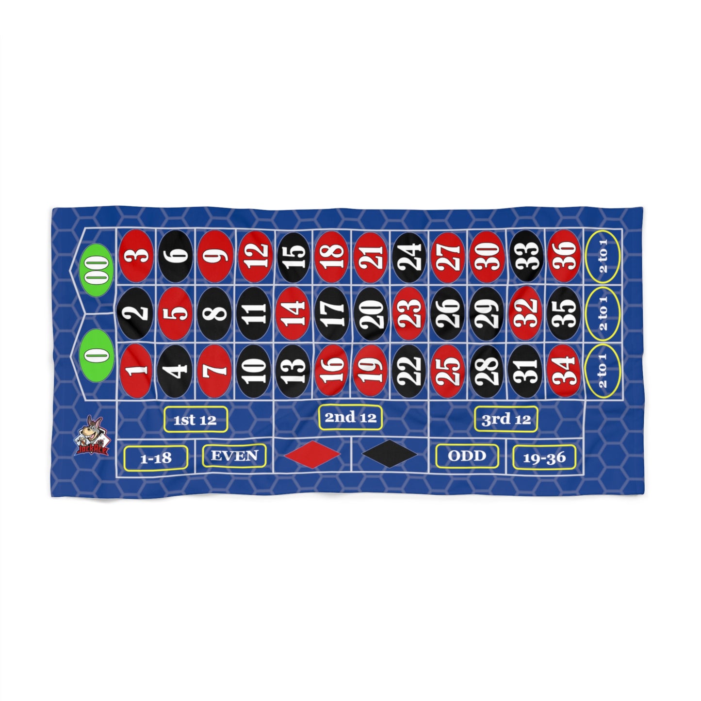 Roulette Layout (Double Zero, Blue) - Beach Towel