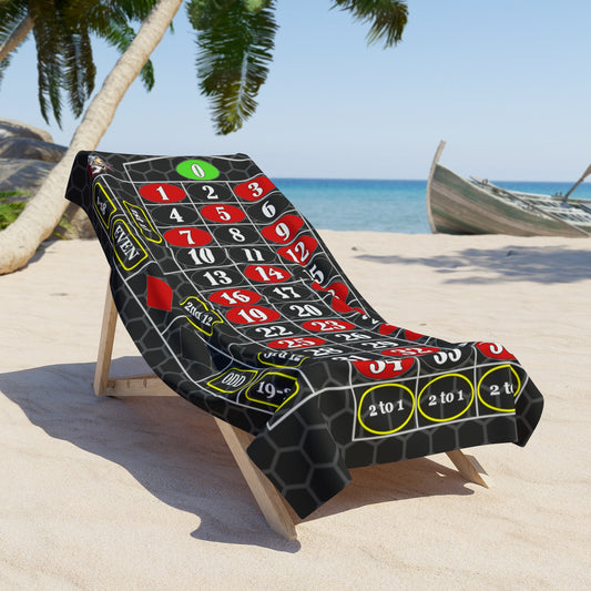 Roulette Layout (Single Zero, Black) - Beach Towel