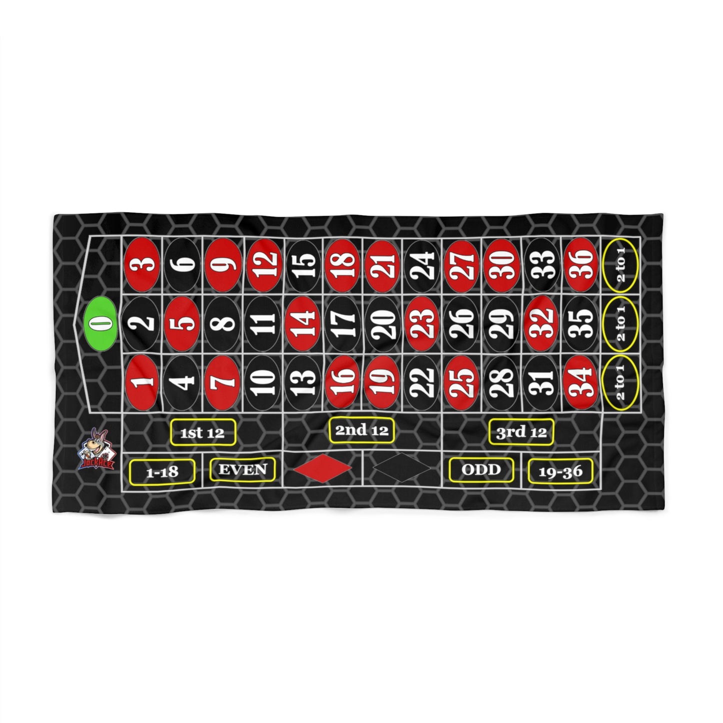 Roulette Layout (Single Zero, Black) - Beach Towel