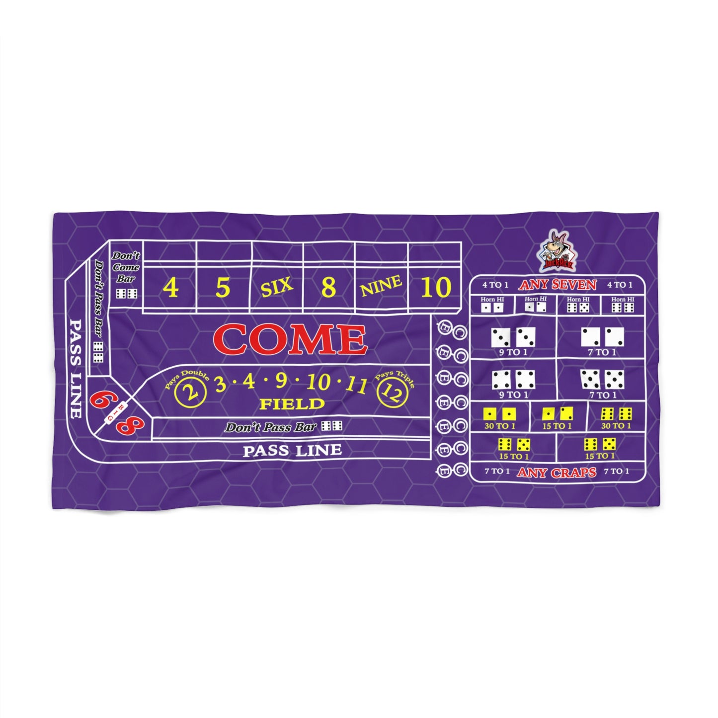 Craps Layout (Purple) - Beach Towel