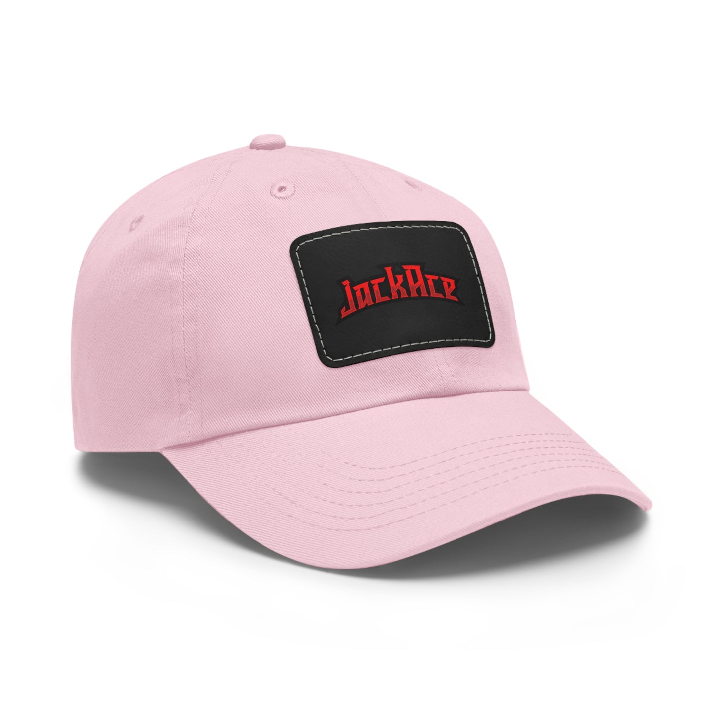 JackAce (text) - Dad Hat with Leather Patch (Rectangle)