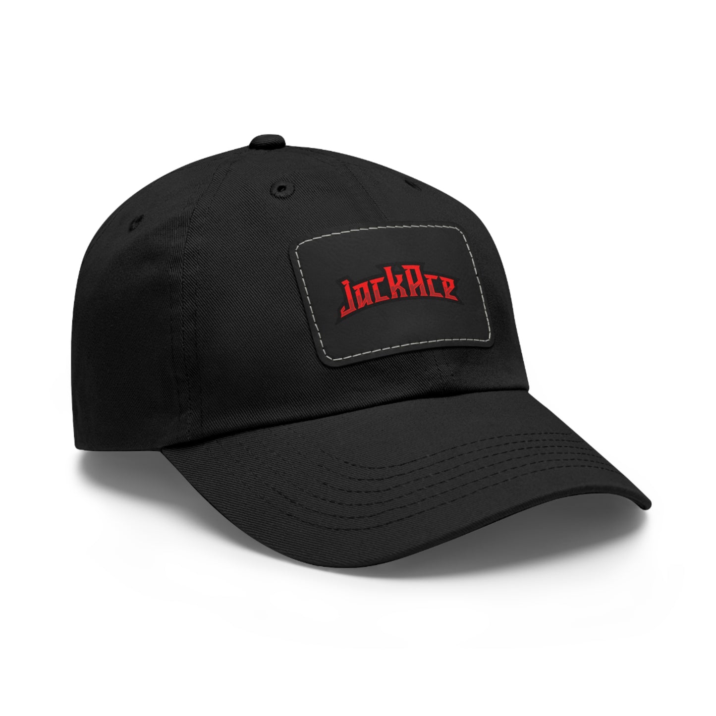 JackAce (text) - Dad Hat with Leather Patch (Rectangle)