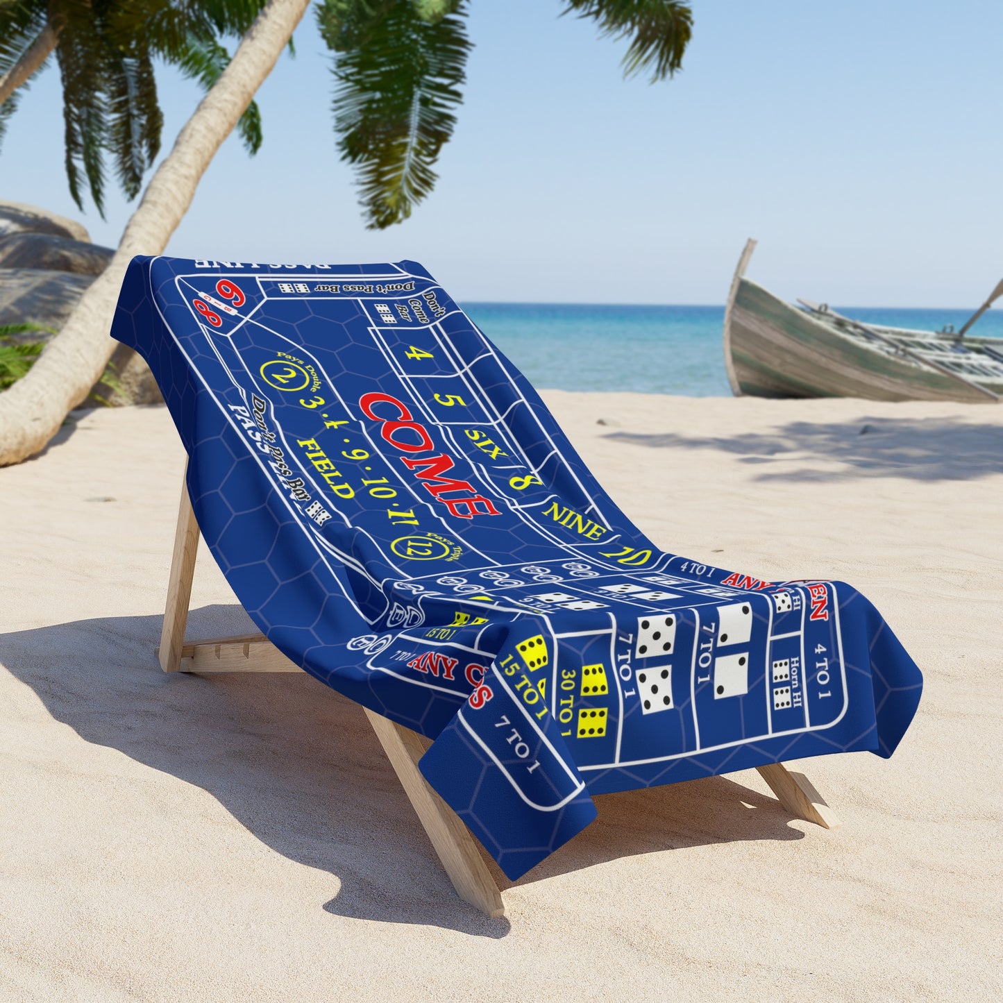 Craps Layout (Blue) - Beach Towel