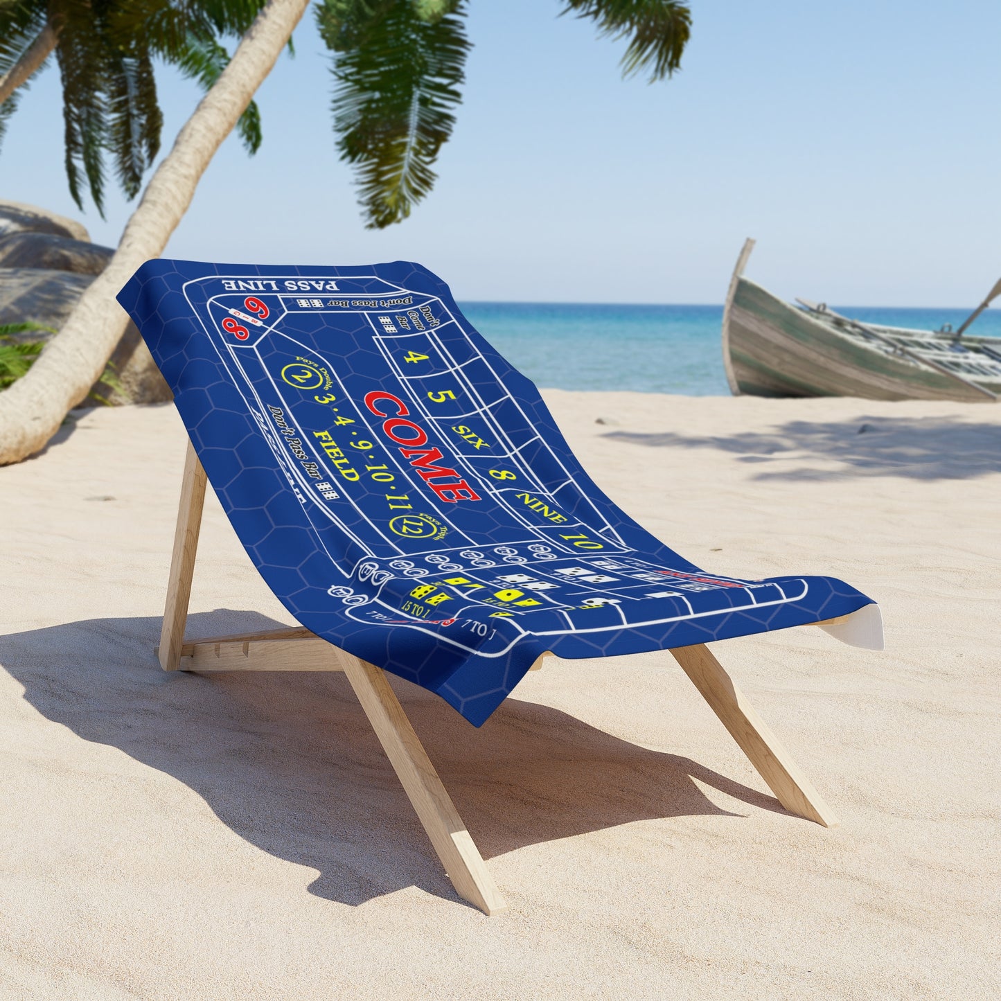 Craps Layout (Blue) - Beach Towel