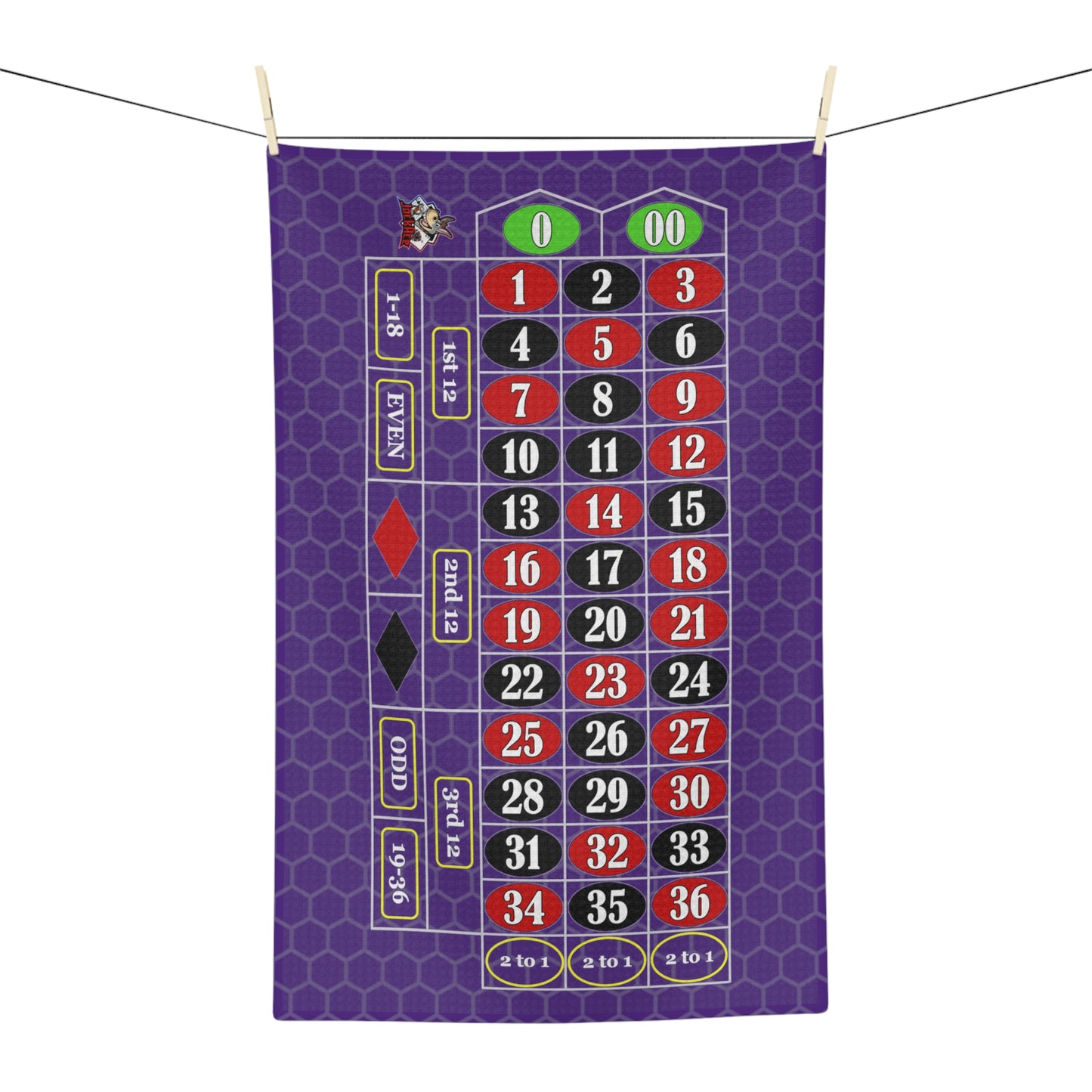 Roulette Wheel (Double Zero) - Microfiber Tea Towel Purple