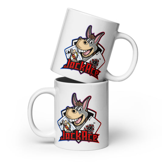 JackAce Mascot - White glossy mug