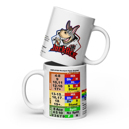 SIMPLIFIED Blackjack Basic Strategy - White glossy mug